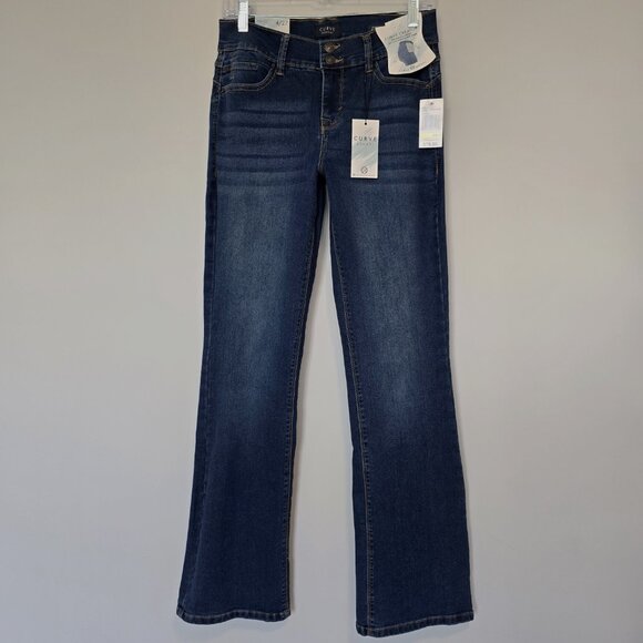 NWT Curve Appeal High Rise Bootcut Jeans Size 4/27 Blue Stretchy 70s - Picture 1 of 8